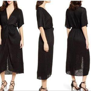 NWT ALL IN FAVOR Dolman Plisse Midi Dress In Black